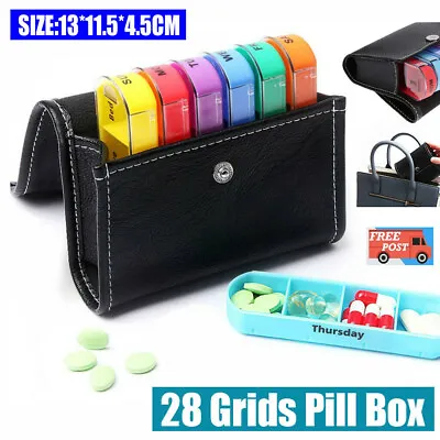 28 Grids 7 Day Weekly Storage Pill Box Tablet Sorter Container Case Organizer • $12.52