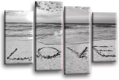 £29.99 • Buy Seascape Sunset Love Art Print Grey White Quote Framed Split Canvas Picture