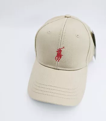 New Ralph Lauren Polo Cap Hat Beige Red Pony Genuine Has Tags Unisex • $36.85