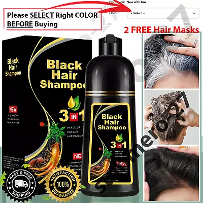 3-in-1 Instant Hair Dye Shampoo Gray Hair Coverage Hair Color 500ML • $17.99