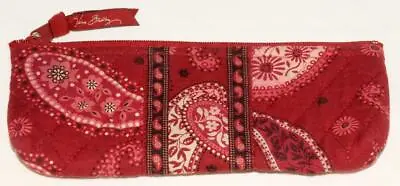 VERA BRADLEY ~ MESA RED - BRUSH & PENCIL Cosmetics Pouch Bag *RETIRED *RARE HTF! • $18.88