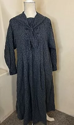 Vintage Laura Ashley Edwardian Sailor Dress Faded Navy Cotton Wool Blend Sz 14 • $220