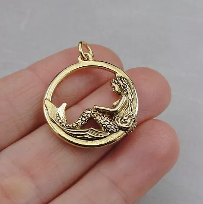 Gold Mermaid Charm - Ocean Sea Mermaid Pendant Jewelry - Mermaid Gift NEW • $10.95