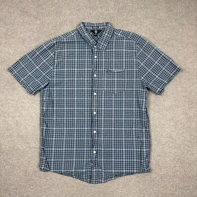 Volcom Button Up Shirt Men's Size XL Blue Short Sleeve Collared Casual Adults • $10.36