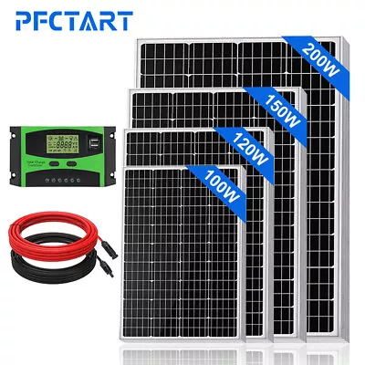 100W 120W 200W Mono Solar Panel Kit 12V Off Grid RV Power Caravan Charger Boat • £65.65