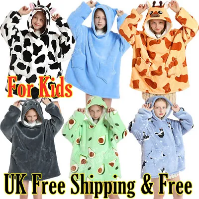 £18.74 • Buy Hoodie Blanket Oversized Plush Sherpa Fleece Sweatshirt Hooded Boys/Girls Kids .