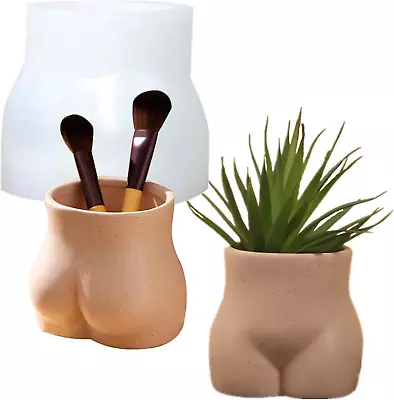 3D Body Concrete Flower Pot Vase Molds Succulent Planter Silicone Molds Pen Brus • $24.43