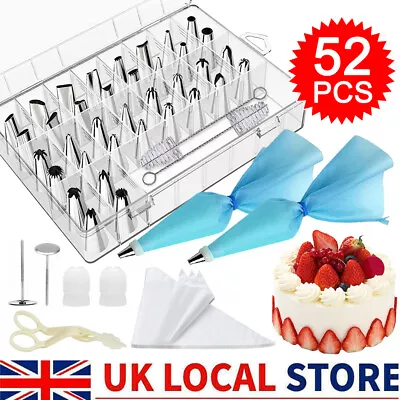 52 Pcs Set NOZZLE BOX Cake Baking Decorating Kit Tools Piping Tips  Icing Bags • £9.99