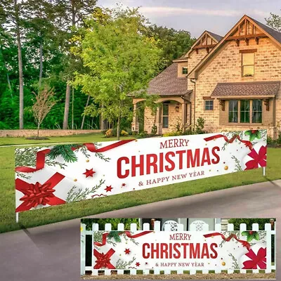 6ft Large Merry Christmas Banner Santa Claus Sign Outdoor Garden Xmas Decoration • $4.99