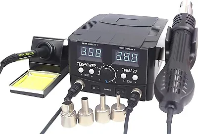 Tekpower TP8582D 2-in-1 70W Soldering Iron And 750W SMD Hot Air  Station • $49.99