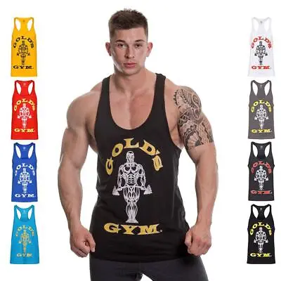 Golds Gym Mens Muscle Joe Sleeveless Workout Training Tank Top Stringer Vest • £16.45