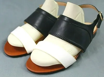 MIDNIGHT VELVET Womens Sandals Buckle Strap Sizen 9.5 Wide Black & White Leather • $16.49