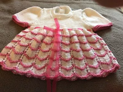 £5 • Buy New Hand Knitted Baby Dress. 0-3mths