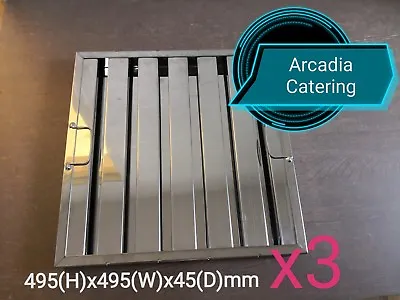 3xLOBO Heavy Duty Stainless Steel Canopy Extraction Grease Baffle Filter 495x495 • £125