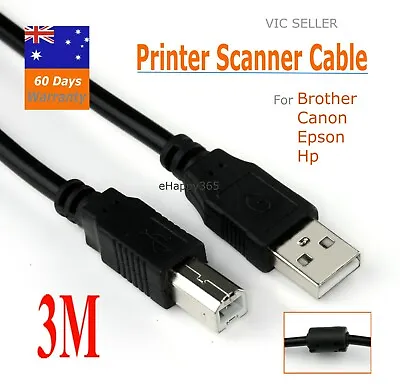 $5.45 • Buy 3M USB2.0 Printer Scanner Cable For Brother Epson HP Canon Dell