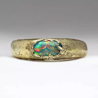 Rainbow Green Opal Ring 925 Sterling Silver Men's And Women Ring Gift For Her • $59.50