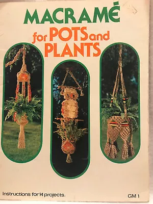 MACRAME POTS PLANTS Decorator Designs Patterns Wall Hangers Plant Lamp Owl 1977 • $12