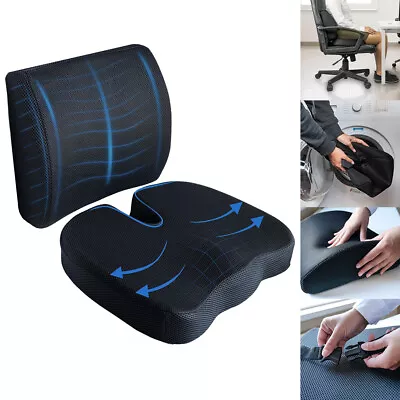 Lumbar Back-Support Cushion Car Seat Wheelchair Chair Pillow Memory Foam Office • £12.99