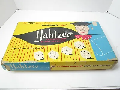 Vintage Yahtzee 1956 LOWE USA No. 950 Board Game With Extra Score Cards • $22.14