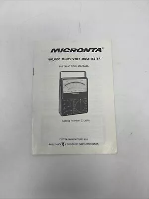 Micronta #22-207A Analog 28 Range Multitester Instruction Manual Guide Only • $11.12