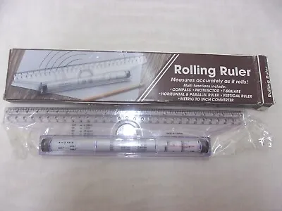 Vintage Rolling Ruler Compass Protractor T-Square Drafting Arts Crafts Tool NOS • $11.50