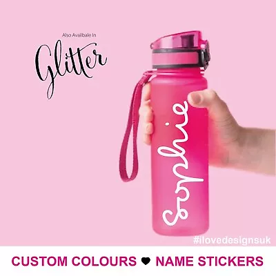 Personalised Water Bottle Name Sticker Island Inspired Fitness Love Custom Text • £2.99