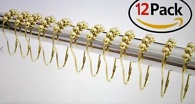 £4.99 • Buy Croydex Gold Roller Ball Shower Rail Curtain Rings Hooks X12