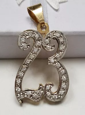   # 23   GENUINE 14K YELLOW GOLD White CZ CHARM PENDANT Jordan Sports / Date  • $299.99