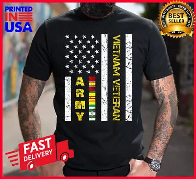 US Army Vietnam Veteran USA Flag Vietnam War Vet T-Shirt • $20.90