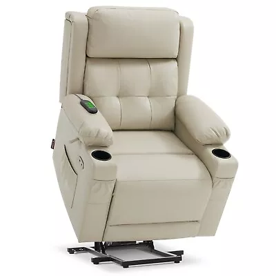 MCombo Lay Flat Dual Motor Power Lift Recliner Chair Sofa Faux Leather 7661 • $719.90