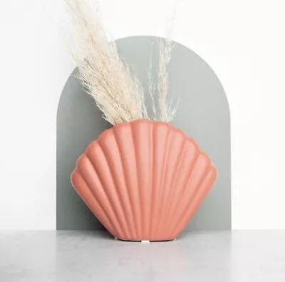 Modern Shell Ceramic Vase- Glossy Finish Decorative Vase • $17.99