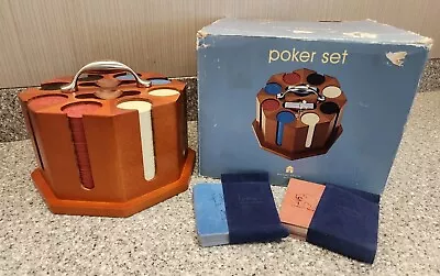 Michael Graves Design Poker Set Cherry Finish Holder 240 Chips 2 Decks Of Cards • £21.30