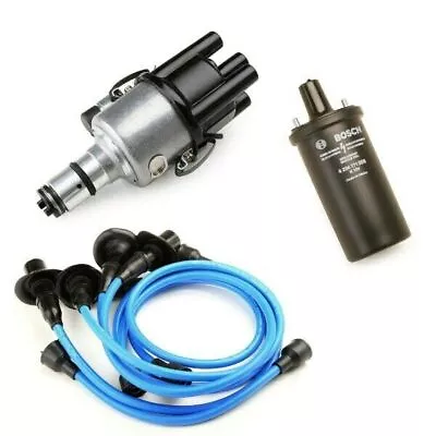 Vw Bug Ignition Kit With 009 Distributor 12V Bosch Black Coil Blue Wires • $139.95