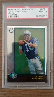 1998 Bowman Chrome Preview #BCP1 Peyton Manning Preview PSA 9 Colts Rookie RC • $40