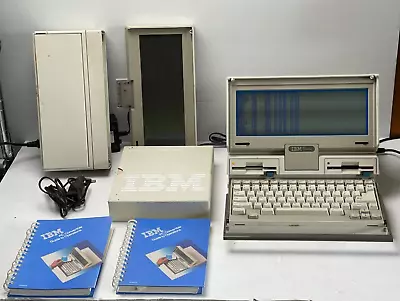 Vintage IBM PC Convertible 5140 Tested Working 2 LCDs DOS Manuals NICE! • $599.90