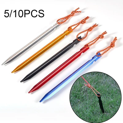 $16.36 • Buy 5/10pcs Camping Tent Pegs Stakes Ultralight Heavy Duty Aluminum Alloy Nails New