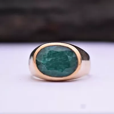 Natural Emerald Ring Sterling Silver Ring Mens Heavy Ring Mens Signet Ring • $49.44