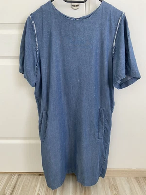 £80 • Buy Acne Studios Denim Dress With Frayed Detailing UK 10 / EU 38