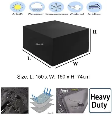 £14.99 • Buy 150x150x74 Heavy Duty Waterproof Garden Patio Furniture Cover For Rattan Cube