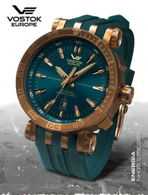 NEW VOSTOK-EUROPE ENERGIA 2 TEAL BRONZE NH35A/575O286 Dive Watch 2 Straps In USA • $550