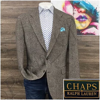 Vintage Chaps Mens Blazer Sport Coat 2 Button Casual Jacket Size 44L Tweed Suit • $89.95