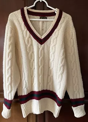 VTG - Mens M (40) - Wool Tennis Cricket Sweater- Made In Scotland For ROOTS • $99