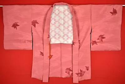 Vintage Japanese Kimono Silk Antique BORO HAORI Kusakizome Dyed/AA548/510 • £37.20
