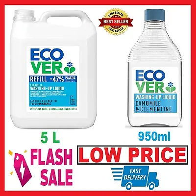 Ecover Washing Up Liquid Refill Camomile & Clementine 5 L 950 Ml Fast Delivery • £5.77