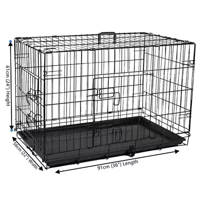 Dog Cage Puppy Training Crate  Large  Metal Cages Pet Carrier Black Car • £29.99