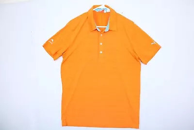 Puma Polo Shirt Mens Medium Orange Performance Golf Short Sleeve Masergy • $14.99
