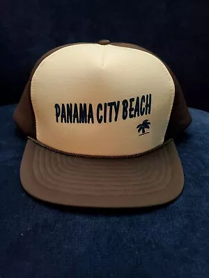 Vintage Panama City Beach Florida Snapback Cap Hat Brown Beige Palm Tree • $6