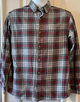 Red Head Gray Red Blue Plaid Cotton Flannel Shirt - Mens Medium • $25.19