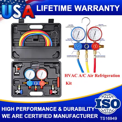 $59.99 • Buy HVAC A/C Refrigeration Tool Kit Auto Repair Manifold Gauge Sets Brass R134A R22