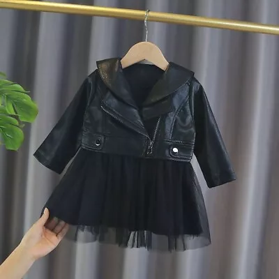 Baby Girl Black Rocker Tutu Leather Jacket Girl Dress Girls First Birthday  • £46.49